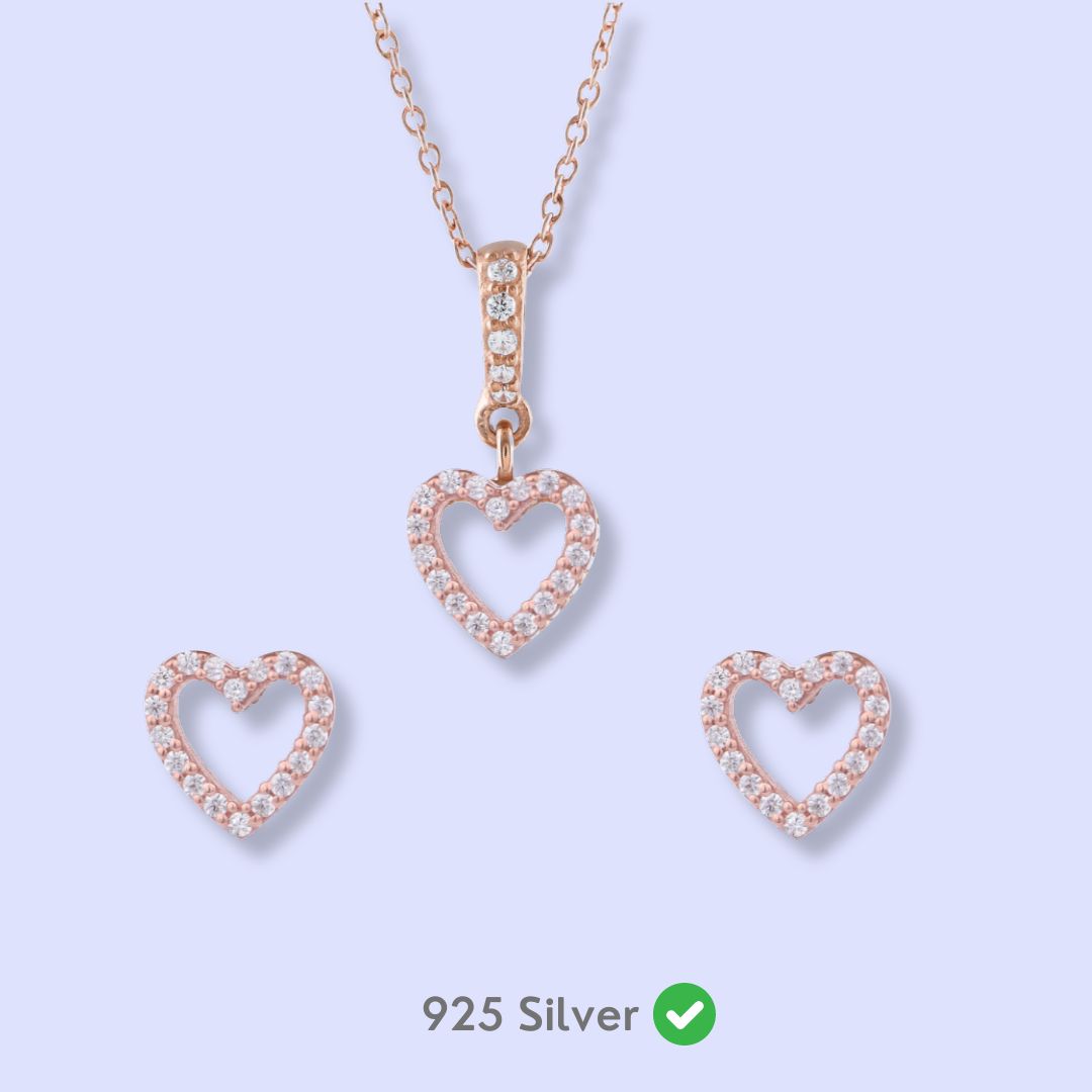 Heart Silver Diamond Set