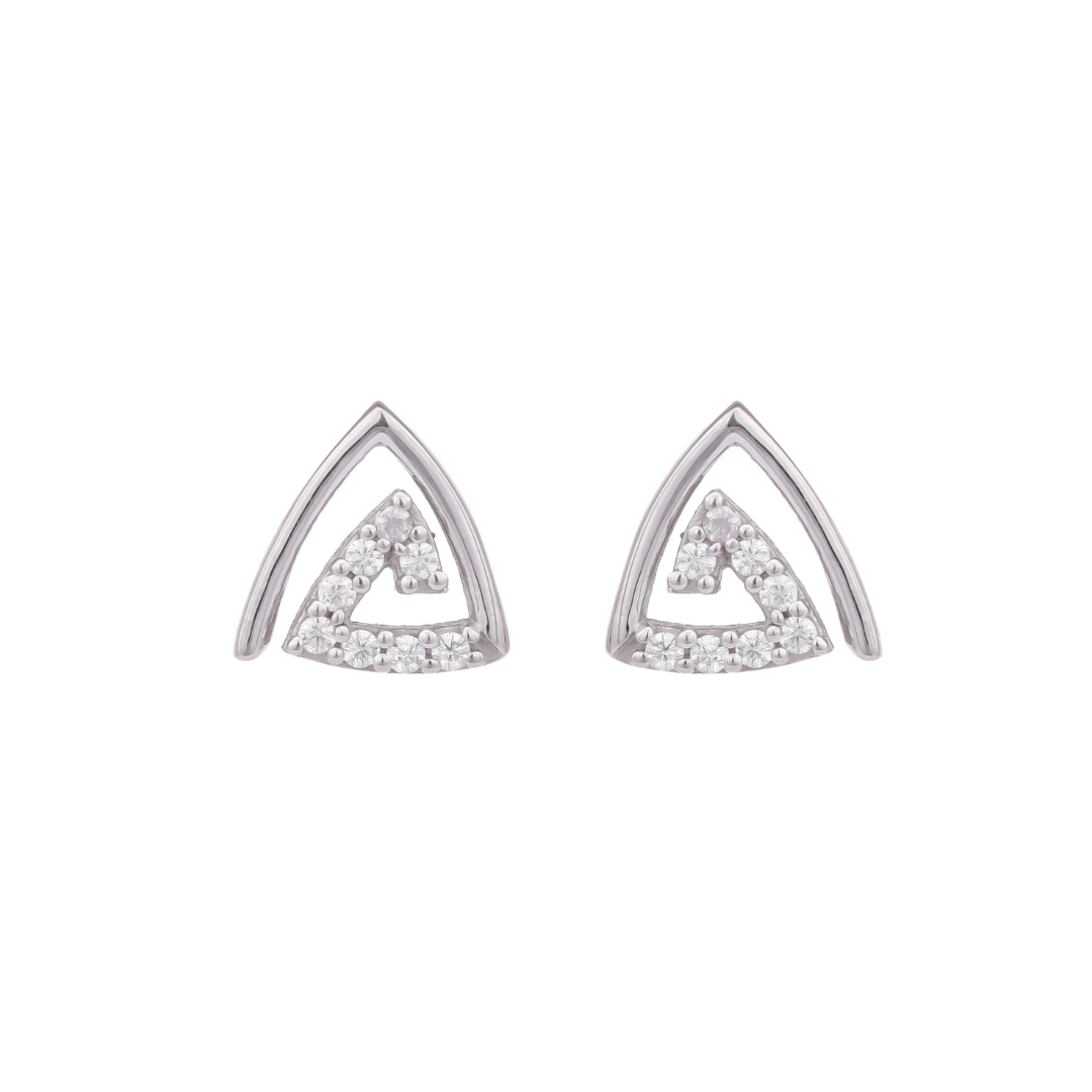 Cursive Triangle Silver Earring -From Purl Purl
