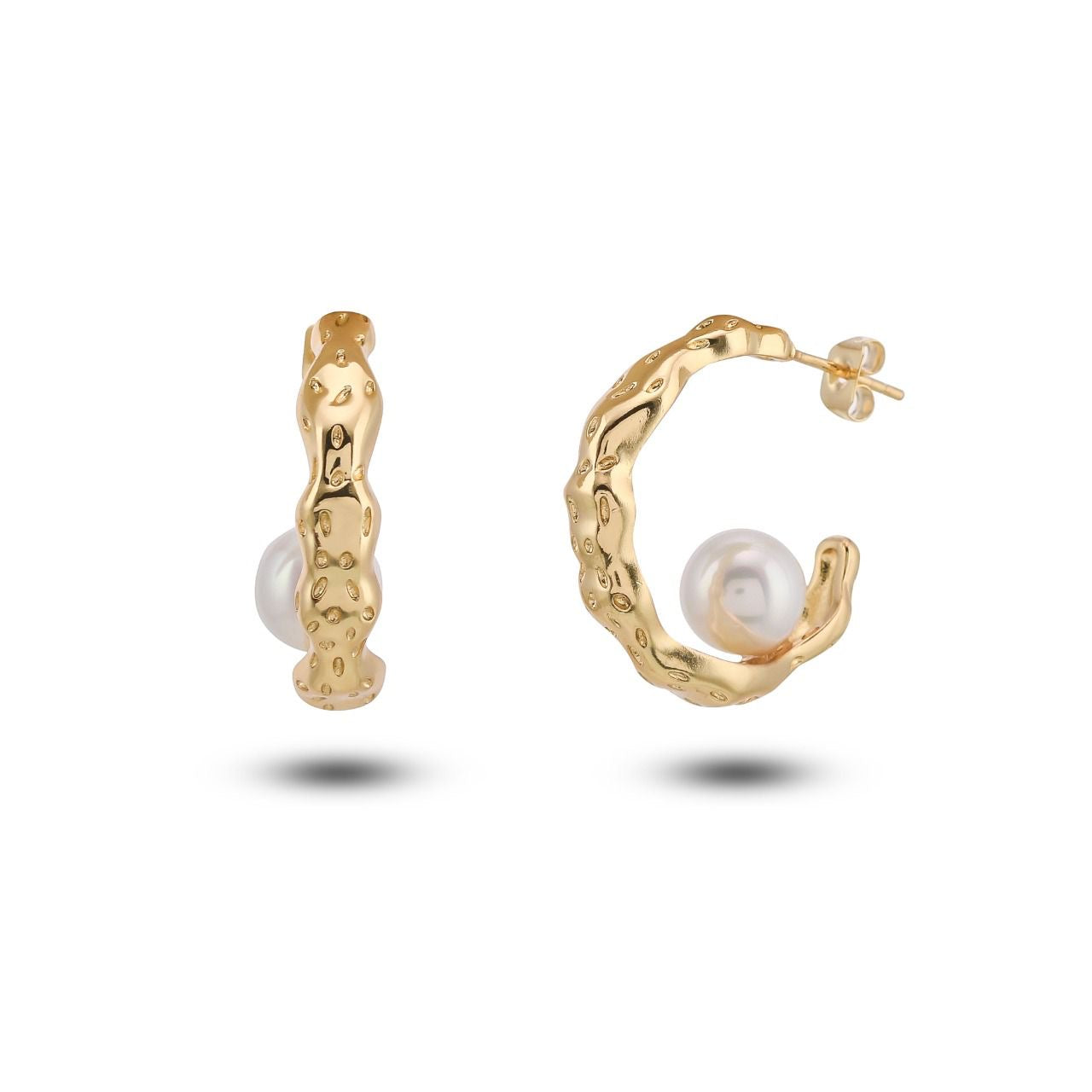 Natural Pearl Hoop Earrings in 925 Silver - From Purl